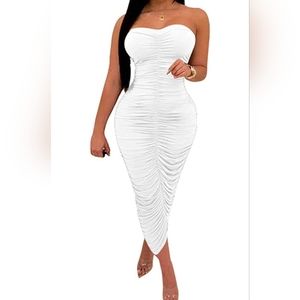 NWOT Strapless Ruched Dress
